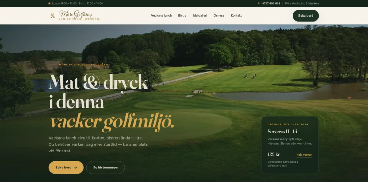 Startsidan på Möre Golfkrog